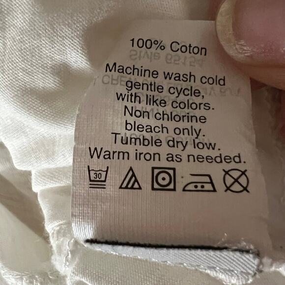 J Crew Lace Overlay Top White Slub Knit 3/4 Sleeve Size M Coastal Minimalist - Picture 9 of 11